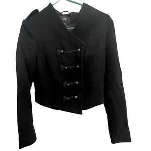 H&M black pea coat marching band matador jacket
